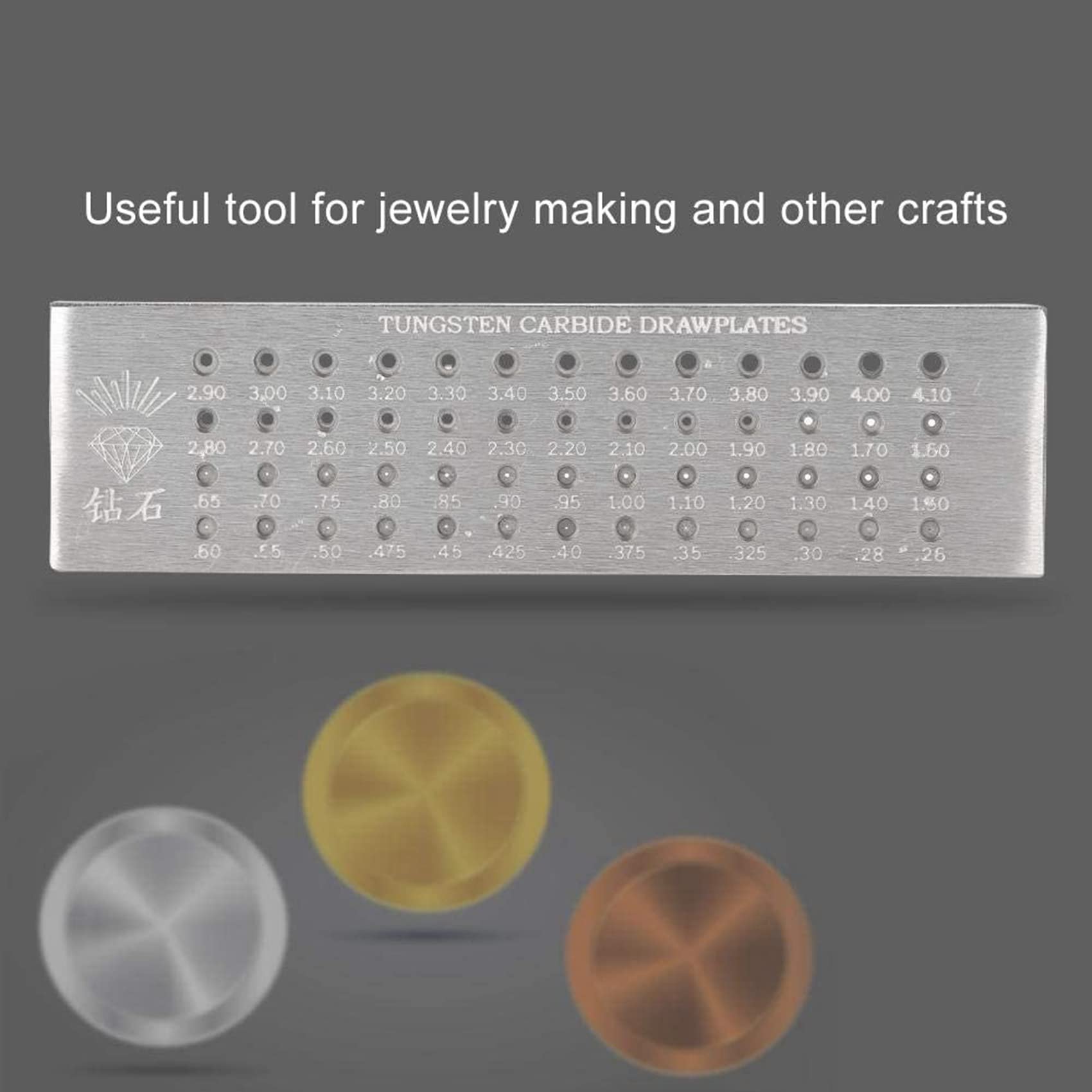 GebüRstete Platte Aus Wolframcarbid für die Wiederherstellung der Schmuck Herstellung - 52 Runde LöCher - 0,26 Bis 4,10 Mm GebüRstete Platte