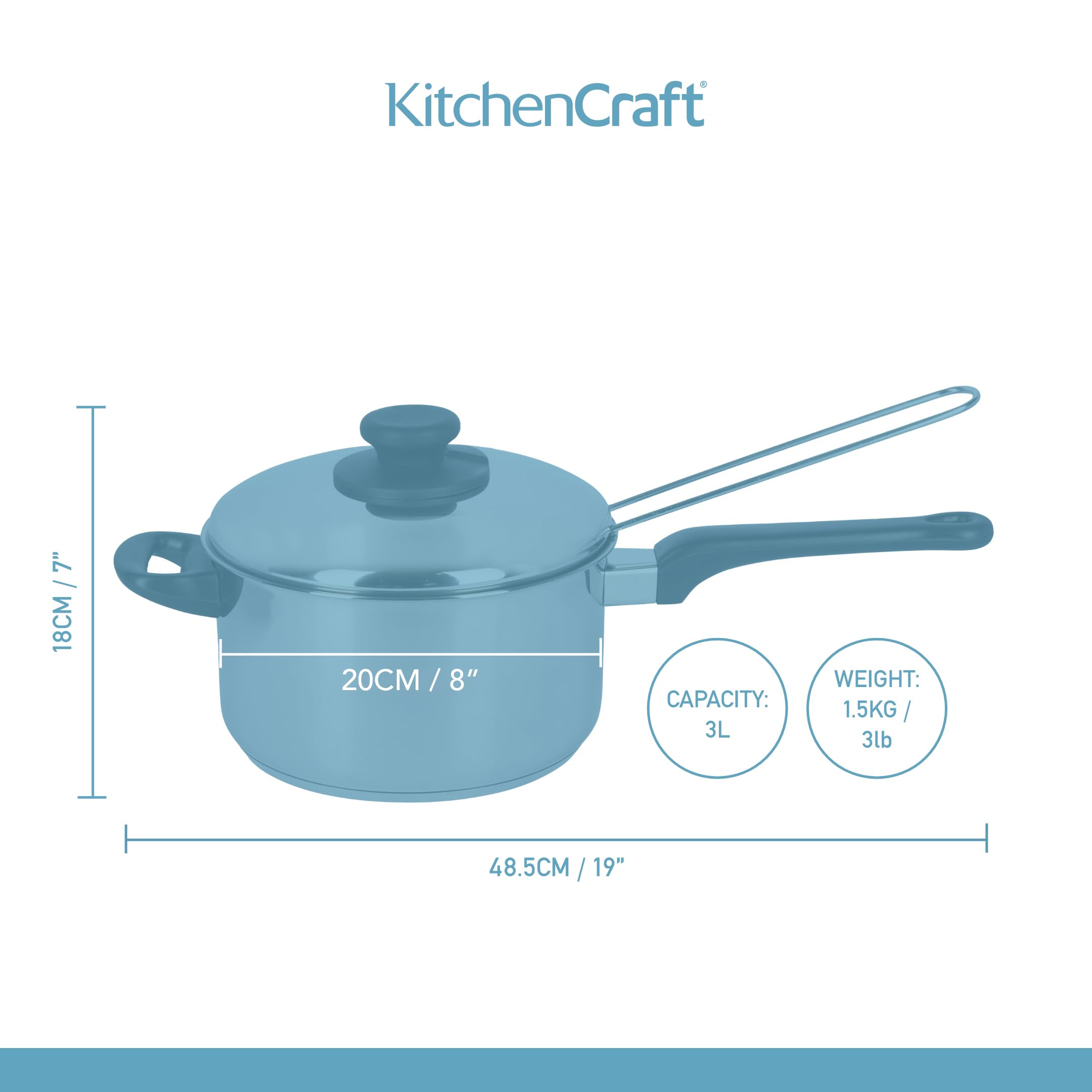 KitchenCraft Duży garnek do gotowania frytek z koszem do smażenia i pokrywką, garnek do frytkownicy do wszystkich rodzajów kuchenek, łącznie z płytą indukcyjną, koszyk na frytki ze stali nierdzewnej,