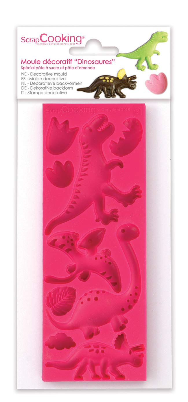 Unbekannt Scrapcooking 3449 Dinosaur Silicone Baking Mould 21.7 x 9.5 x 0.8 cm Pink