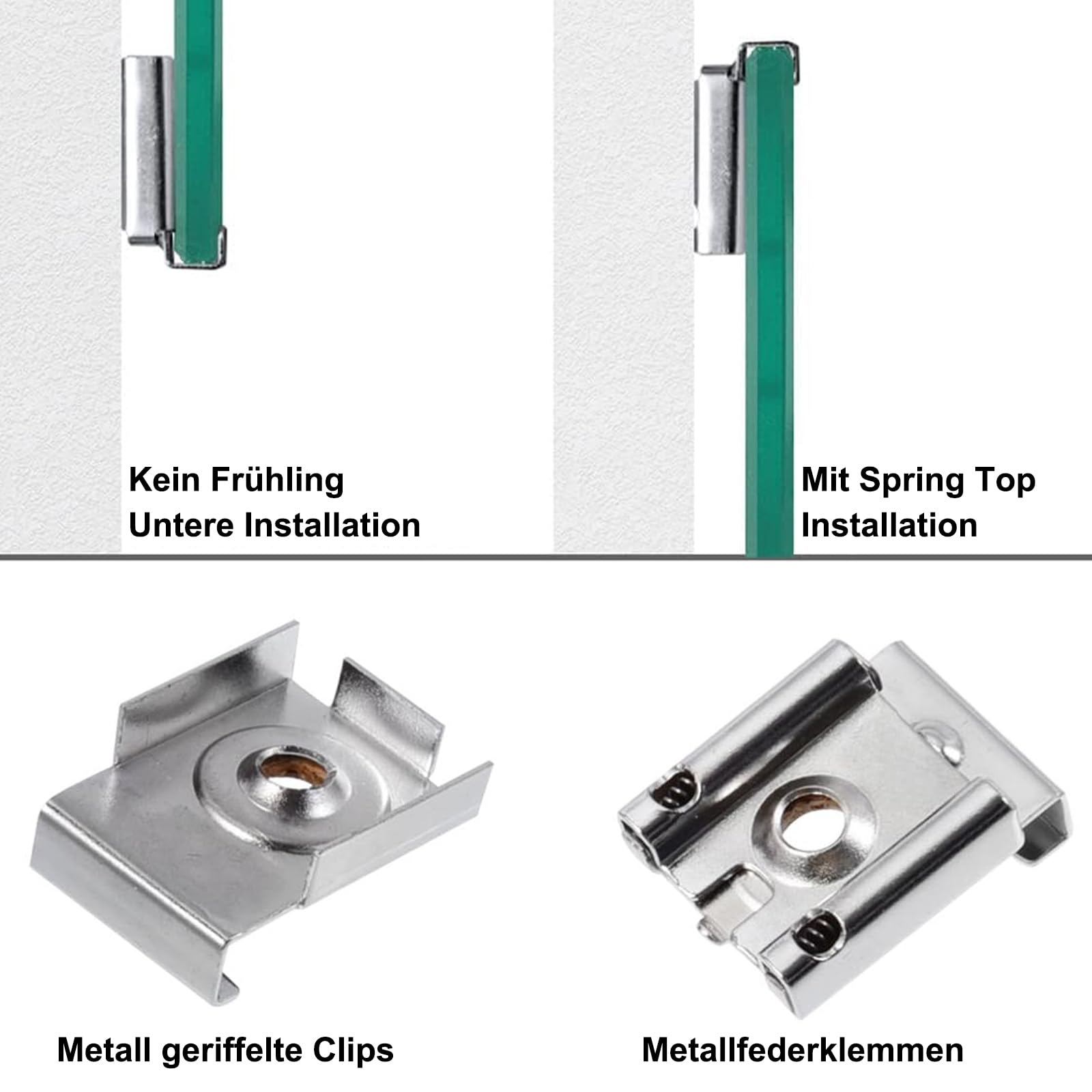 8-tlg. Spiegelhalter-Set Mit Federbelasteten Clips – Für Rahmenlose Spiegel Bis 10 Kg