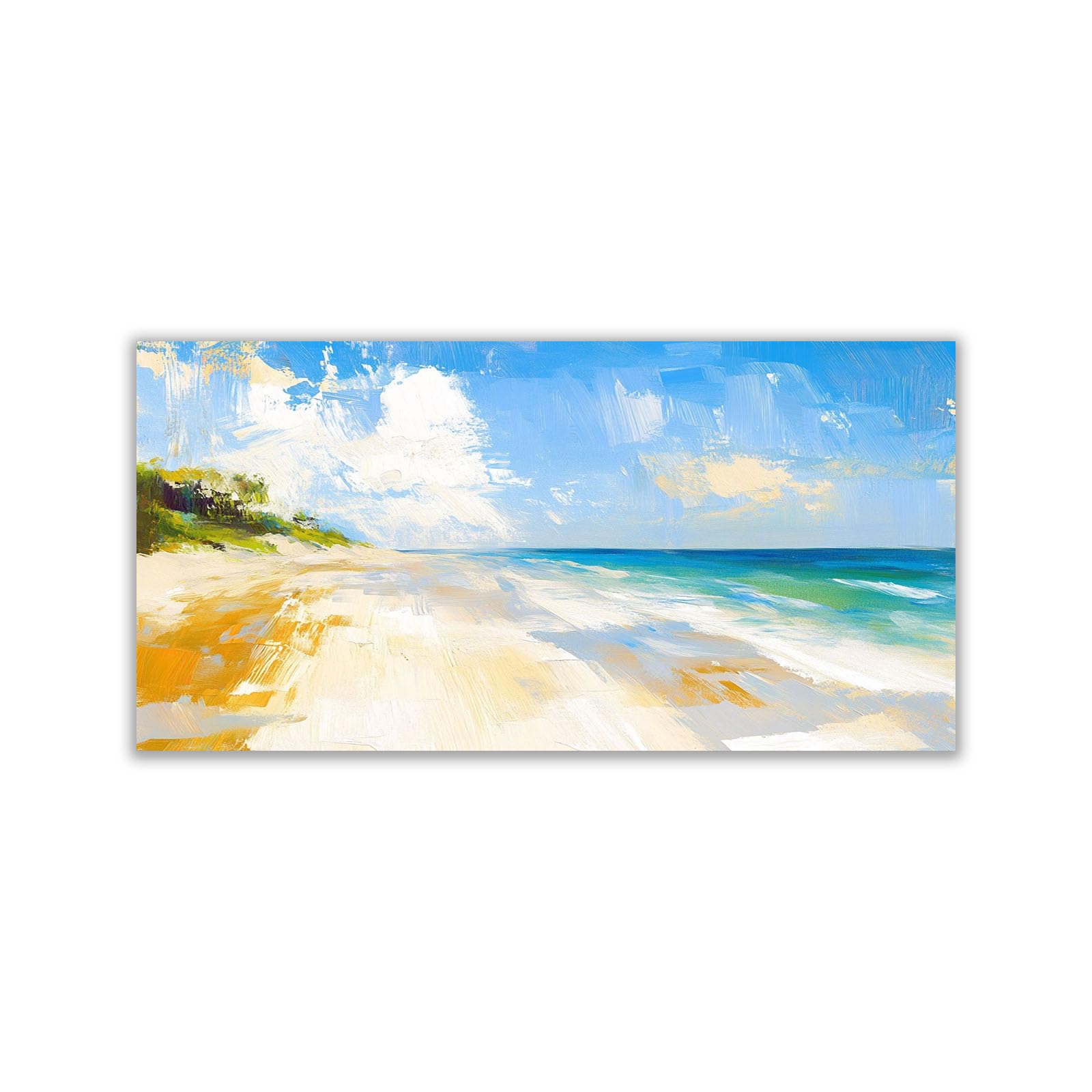WIKEO Beach Pictures on Canvas Wall Art Graffiti Landscape Painting Modern Prints Seaview Landscape Artwork - for Living Room Bedroom Home Office Wall Decoration(Blue 9)-70x140cm Unframed