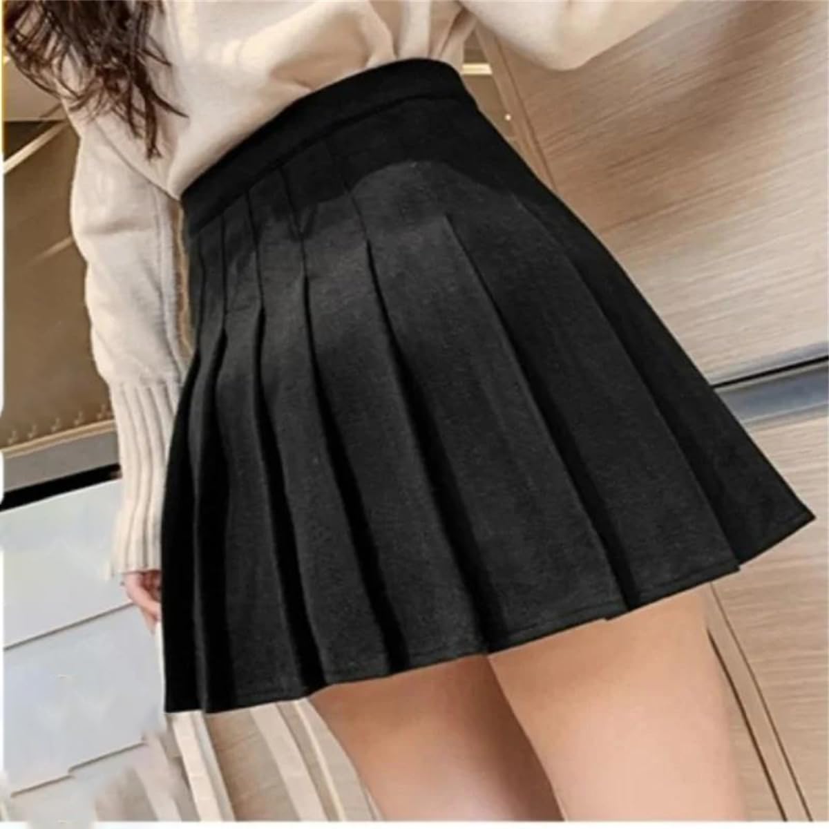 Gonna da Donna Marrone Primavera Abbigliamento Moda Mini Gonna A Pieghe