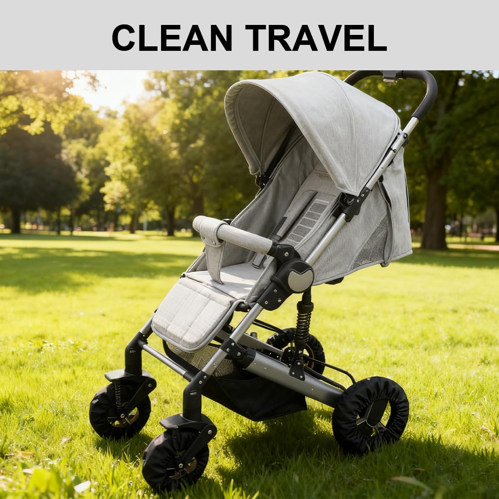 4PCS Stroller Wheel Covers, Baby Pram Protectors, Waterproof and Dustproof Wheel Chair Covers, Durable Protective Cover, 2 Sizes - Image 4