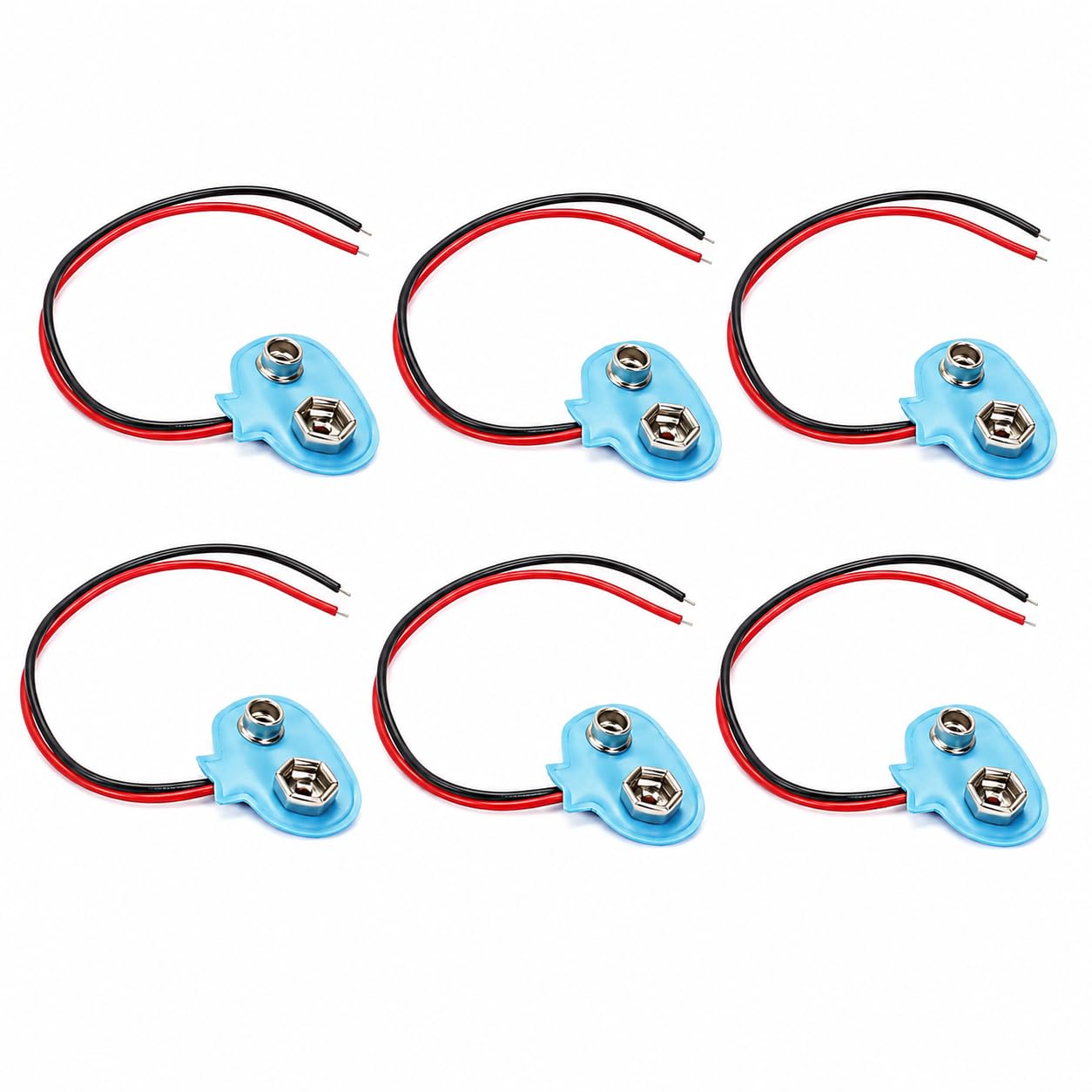 9V Battery Snap Connector with Red & Black Wire Leads, T-Type Battery Clip Cap for DIY Electronics, Robotics, Hobby Projects and Prototyping, Pack of 6-image-19