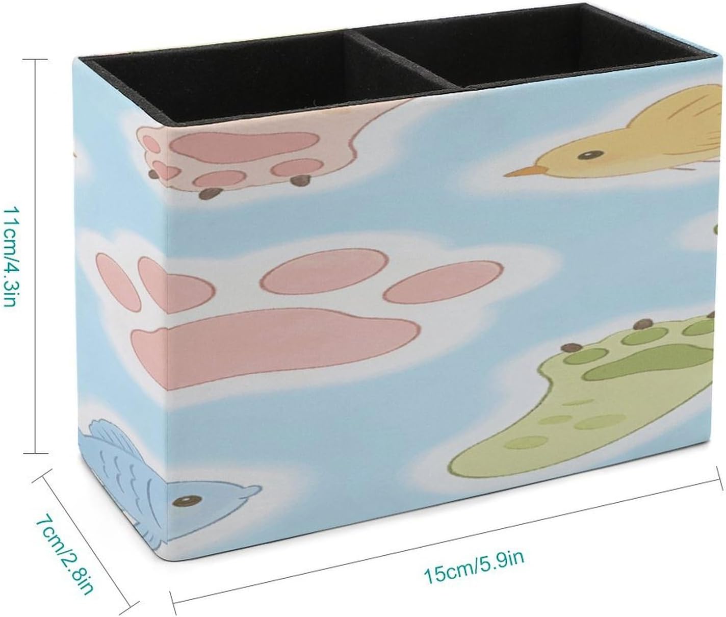 Leather Pen Holder Animal Paw Prints Cute Colorful Pencil Holder Square Desk Organizer Pencil Organizer Pencil Cup Makeup Brush Holder Desktop Stationery Organizer Pen Cup Accessories Container Box image 2