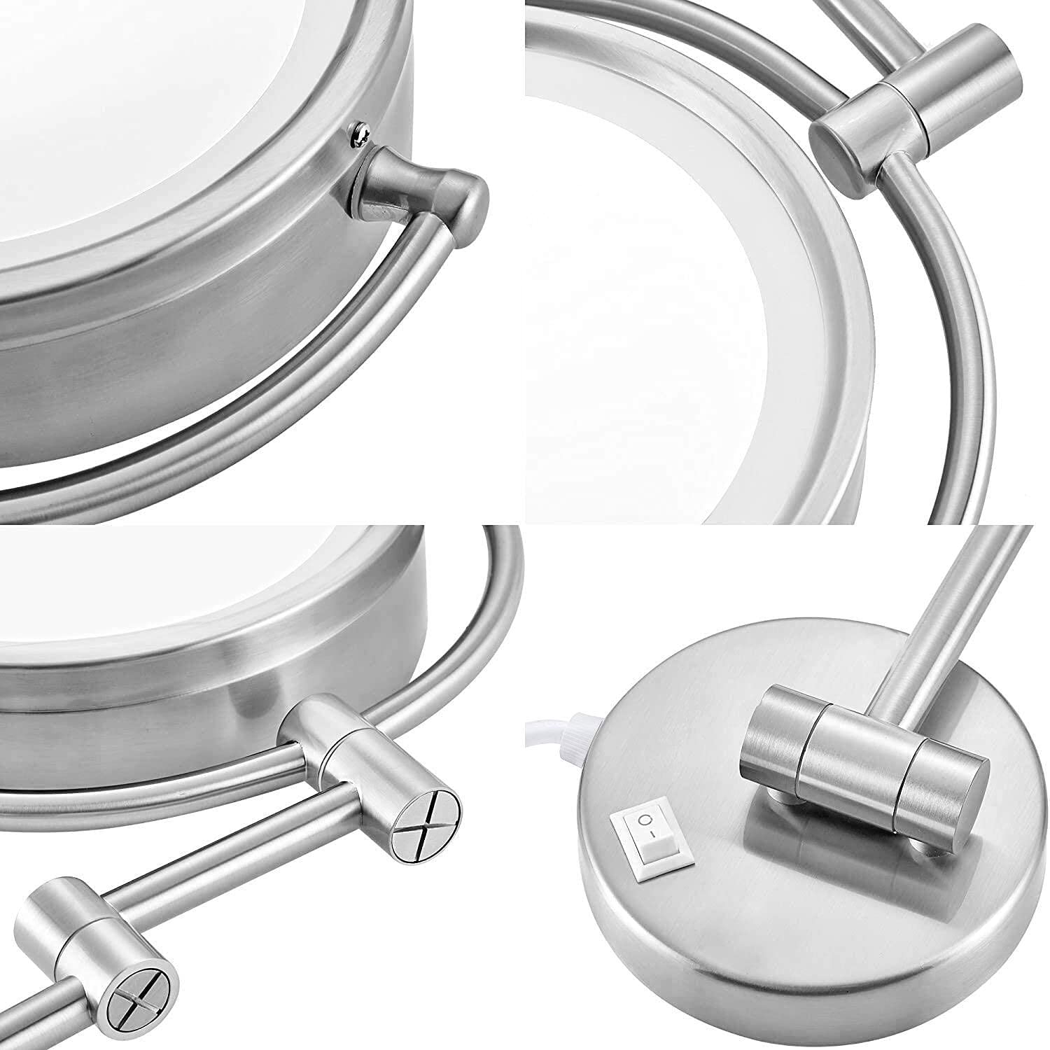 Espejo de Maquillaje de Pared para el hogar/baño con rotación de 360 tocador del Dormitorio o el Lavabo del baño.