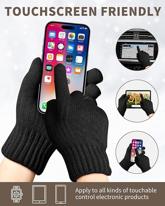 Miniatura 3 de Guantes térmicos de invierno, forro polar, para pantalla táctil, elásticos, cálidos, para correr, ciclismo, equitación, hombres y mujeres