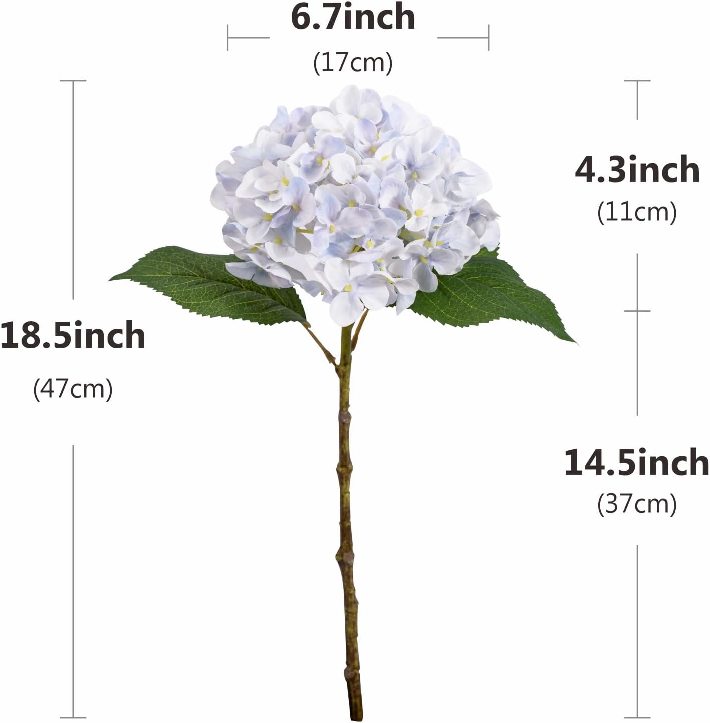 5 Pcs Hydrangea Artificial Flowers, Faux Silk Hydrangea Flores with Stems, Fake Flowers for Wedding Bouquet Kitchen Home Office Party Coffee Tables Vase Outdoor Decor (Blue White, 18.5 Inches)