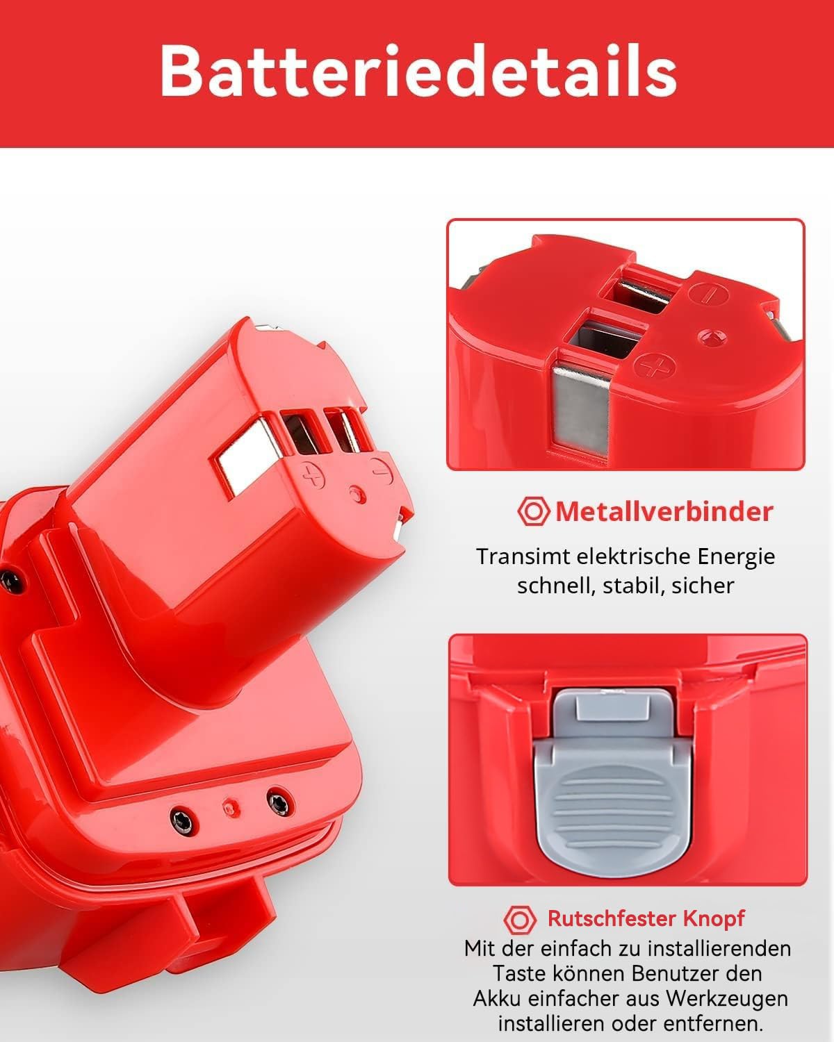 2 Stück 4800mAh 12V NI-MH Ersatzakku für Makita Akku 12V 1222 PA12 1220 1222 1234 1233 1235 1235B 1235F Ersatzakku für Makita 12V Akku