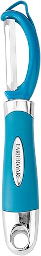 Farberware Euro Peeler, un esencial de cocina para pelar rápida y fácilmente productos, chocolate, quesos y más, cuenta con agujero para colgar para