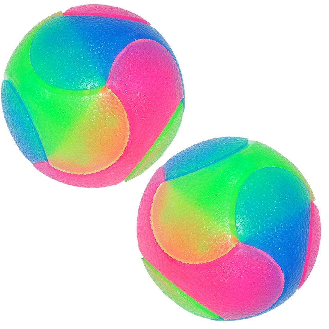 GOSER Light Up Dog Balls Flashing Elastic Ball Glow in the Dark Interactive Pet Toys for Puppy, Cats, Dogs 2 Inch (2x Balls)