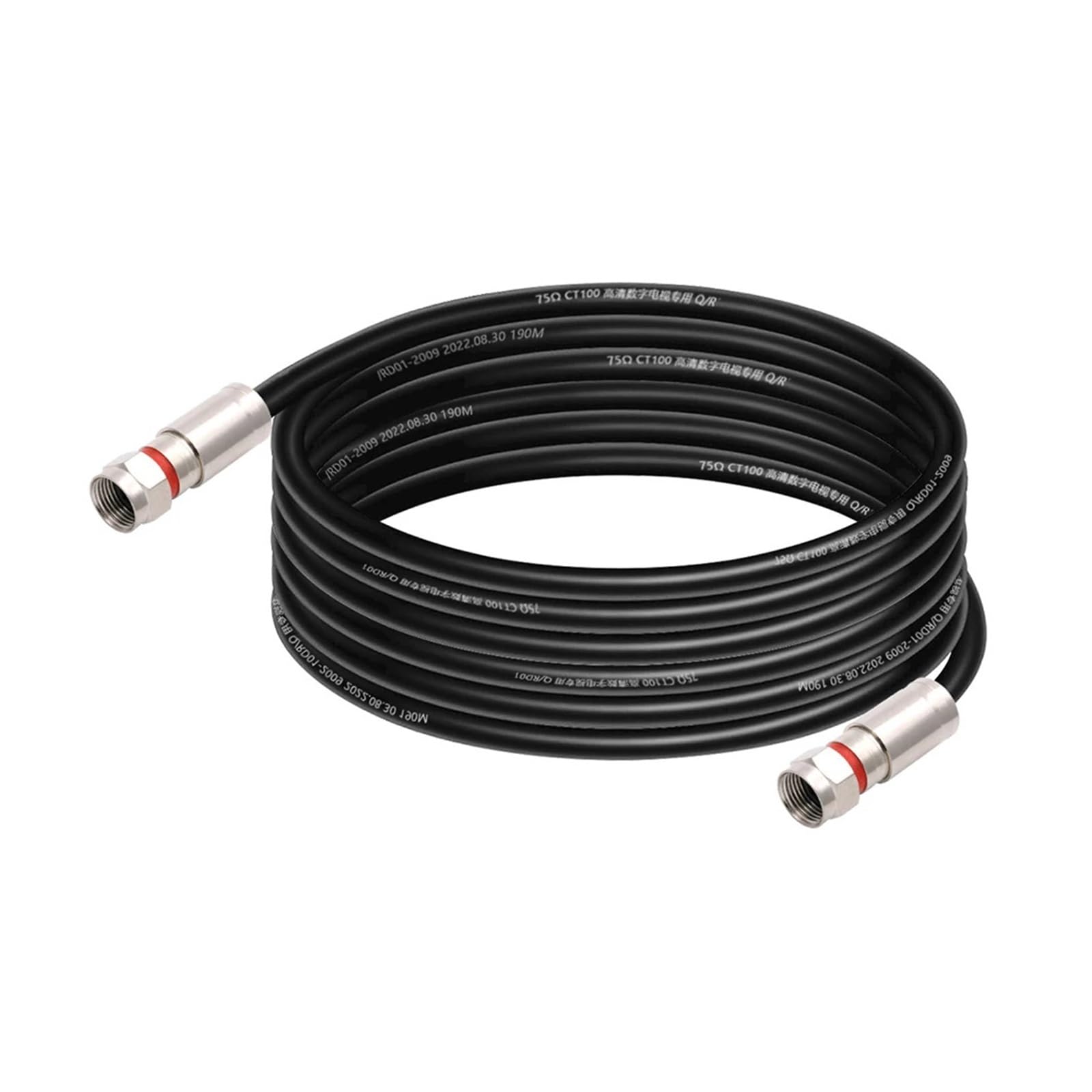 Cable coaxial DH RG6 de Cobre Macizo con Doble blindaje, Conector F Macho, for Audio, vídeo, TV, Cable Digital, Antena, Internet.(Nero,30M)