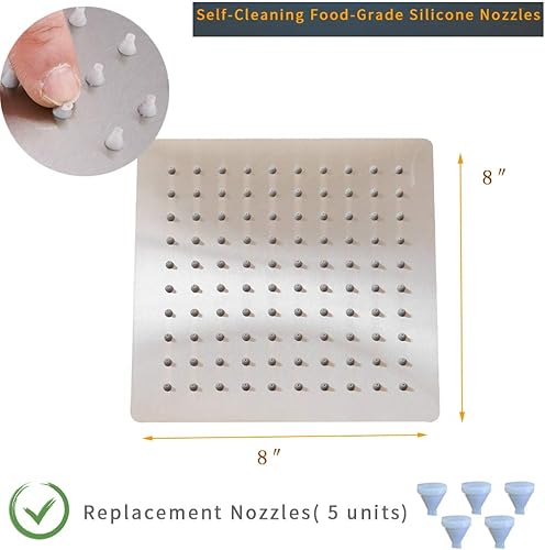 Miniatura 134 de BESy - Cabezal de ducha efecto lluvia cuadrado, de acero inoxidable de alta presión, de 1/16”, ultra fino, cobertura de cuerpo completo con boquilla