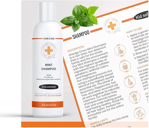 Miniatura 2 de Champú para piojos de menta - Champú para piojos para niños y adultos y familia, champú natural para prevención de piojos caseros (8 onzas)