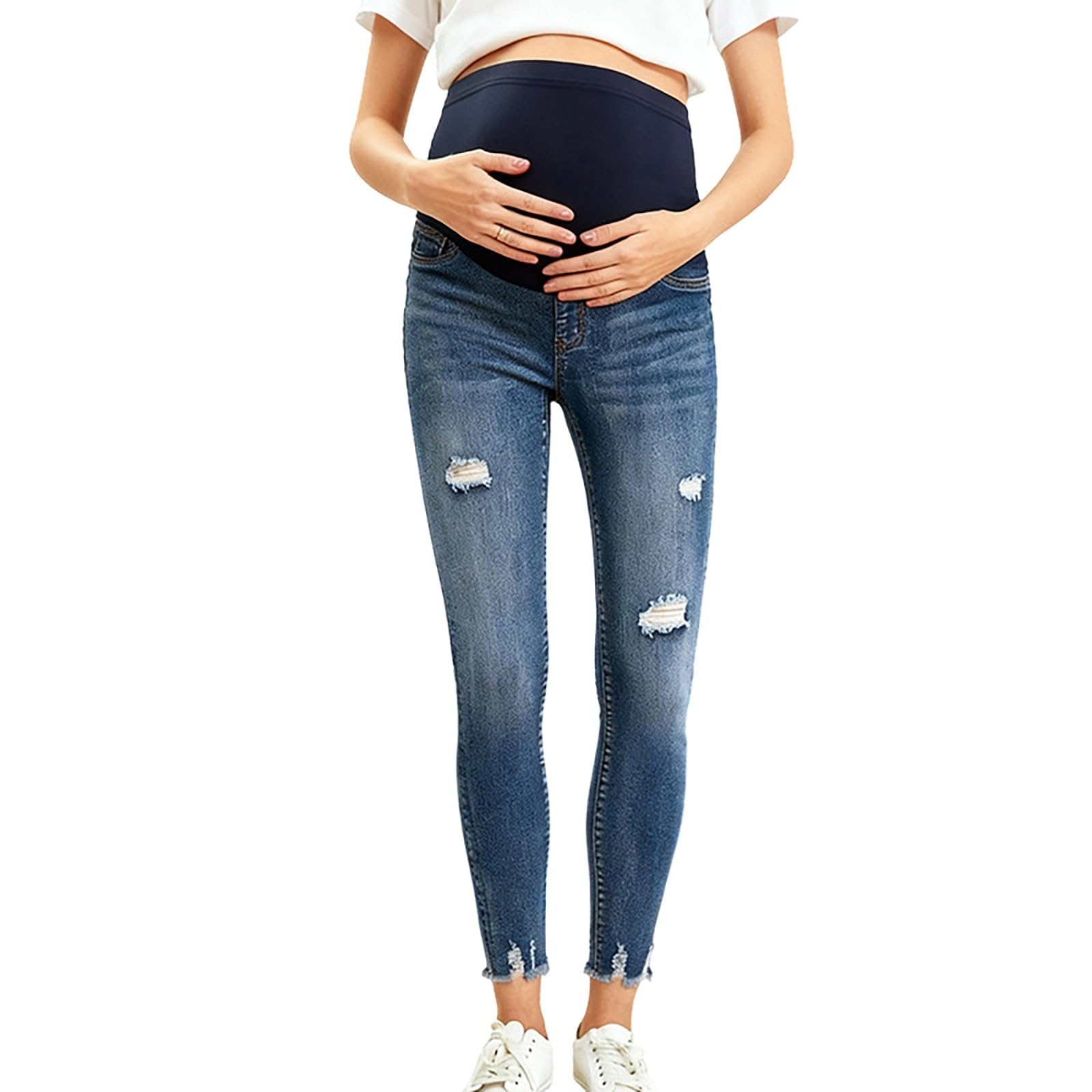 Generisch Vaqueros de premamá elásticos con ajuste estrecho, ideal para embarazadas, apoya el abdomen, corte de bota cómodo, lavado suave