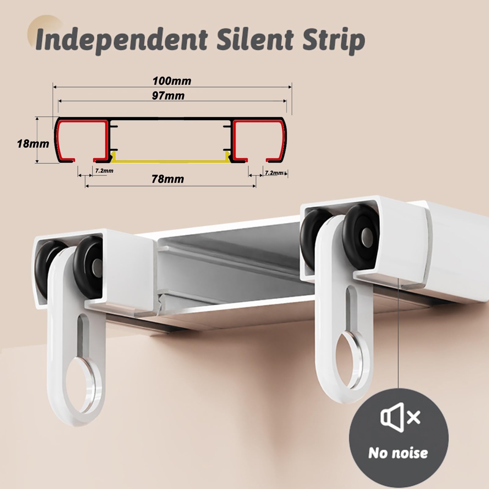 Tringle À Rideaux Silencieuse À Rails À Double Rangée, Ensemble De Rails De Rideaux Plafond Solidaires en Aluminium, pour Rideaux, Voilages Et Séparations De Pièces(Blanc,90cm/2.9ft)