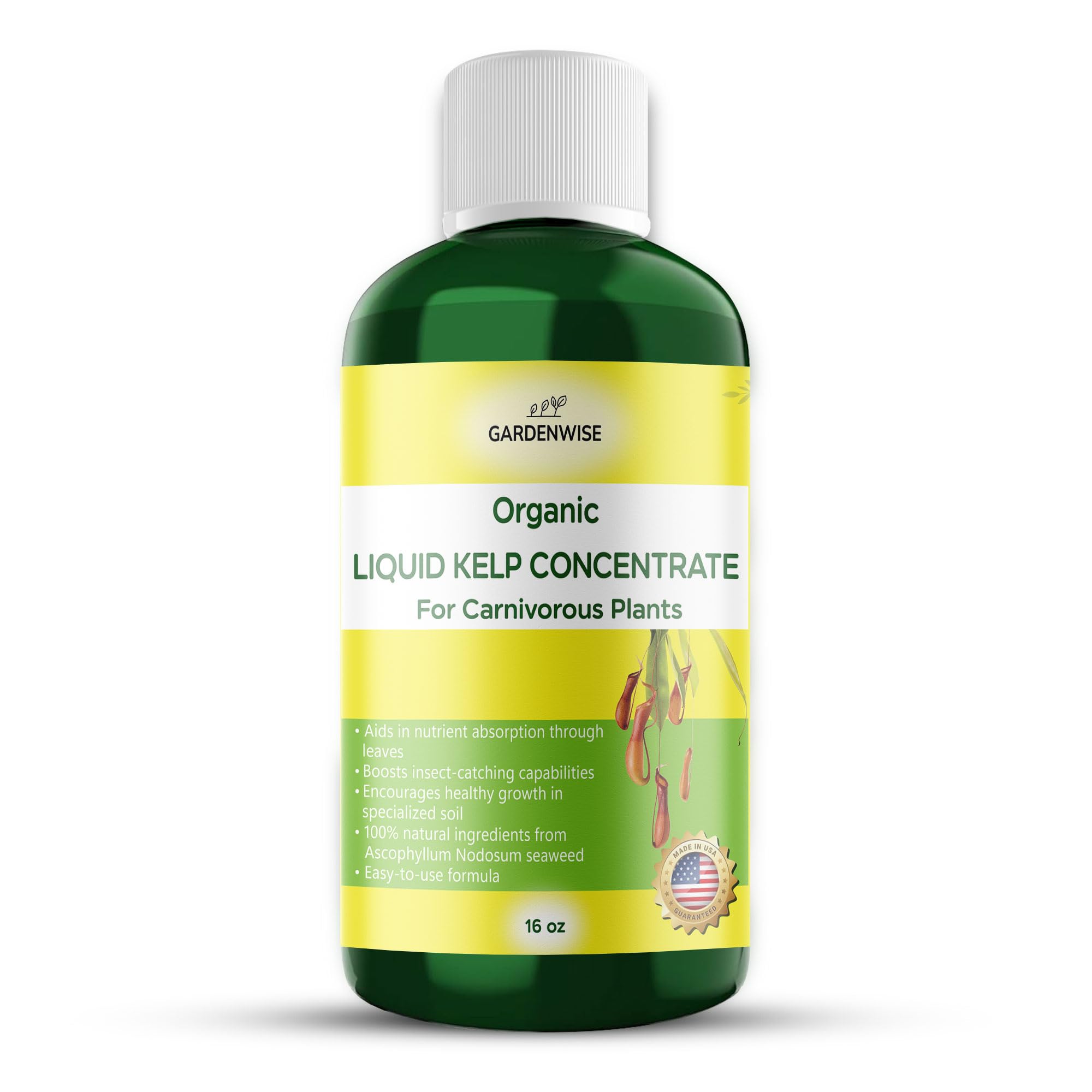 Organic Premium Kelp Seaweed Fertilizer: Indoor Plant Fertilizer & Carnivorous Plant Food for Venus Flytraps, Sundews, Drosera Capensis,Pitcher Plants,Butterworts & Other (16 OZ)