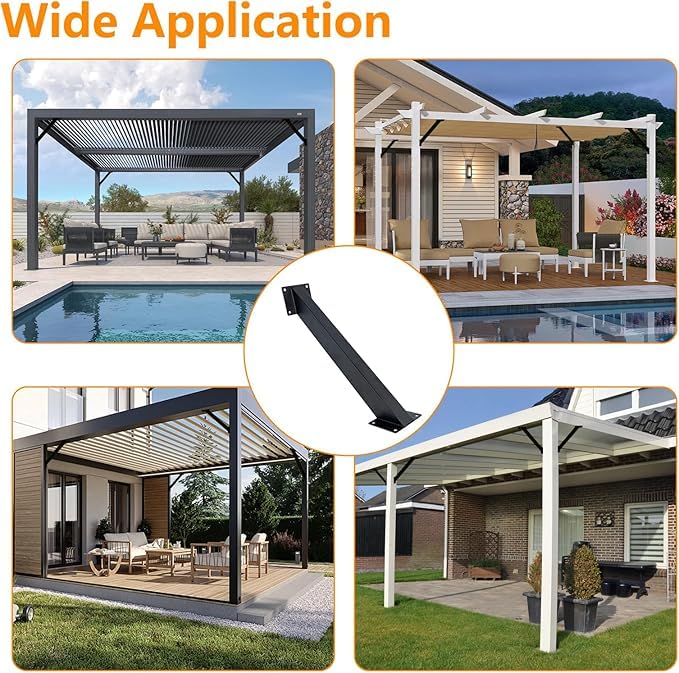 12 piezas de soporte angular para vigas, soporte angular de 45 grados, kit resistente para pérgola, soporte para poste de pérgola, refuerzos de esquina de 45 grados para uniones internas miniatura 6