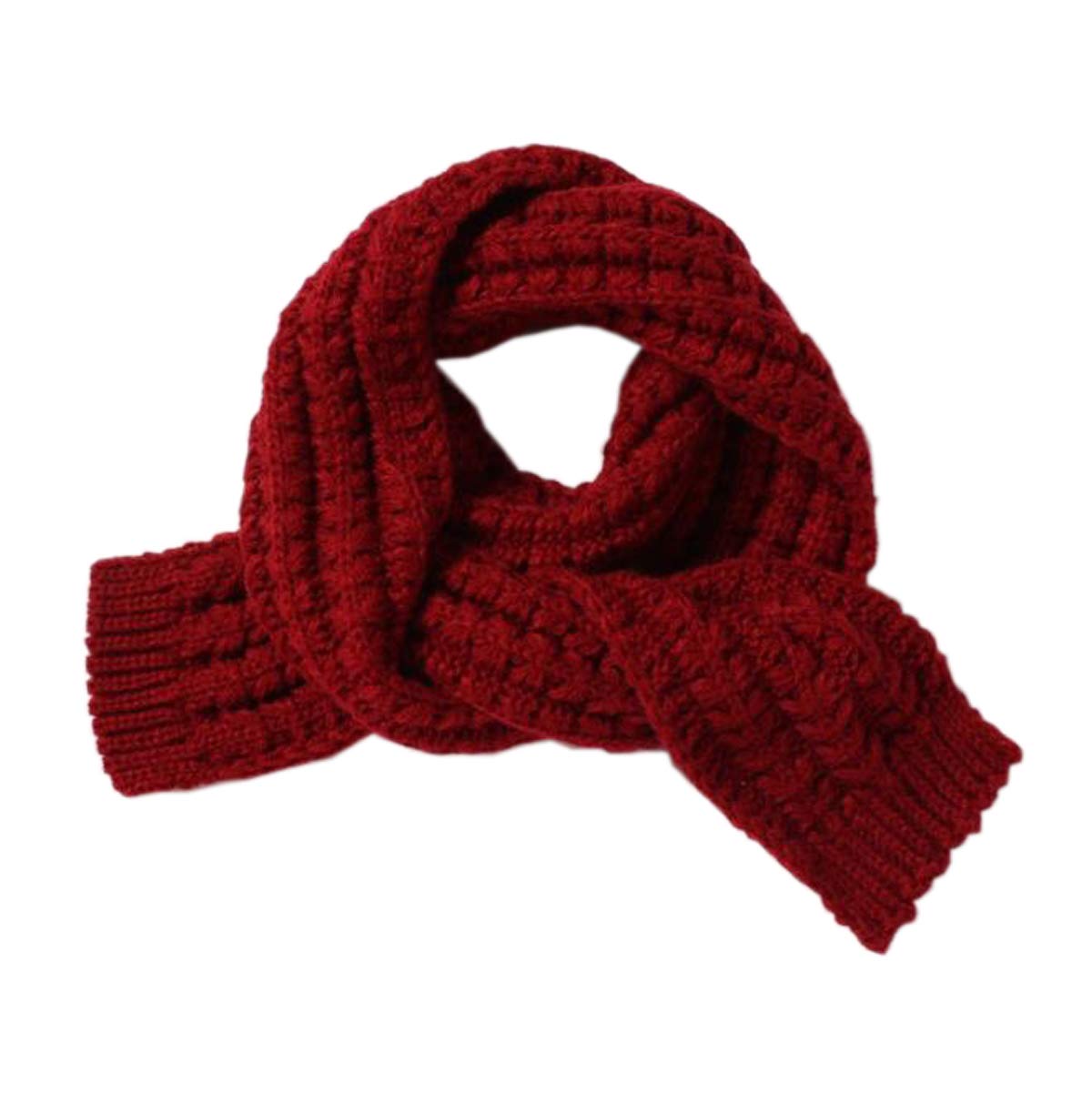 ACVIP Kids Winter Warm Cable Knit Long Scarf Girls Boys Neck Warmer Scarves Wrap (Dark Red)