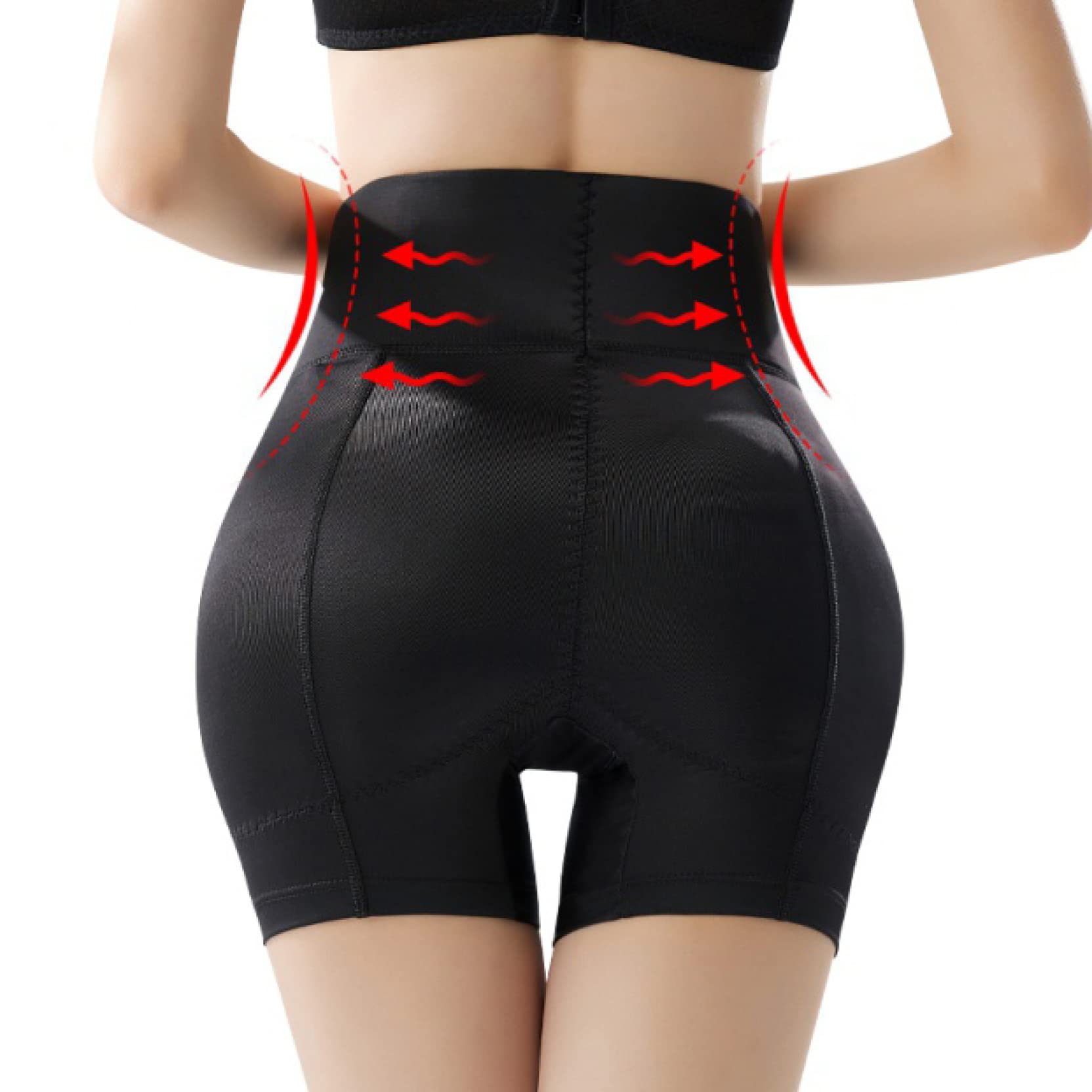 XANAYXWJ Kobiety z wysokim stanem, wyszczuplają biodra, wyściełane majtki typu Butt Lifter, majtki modelują Push Up, czarne