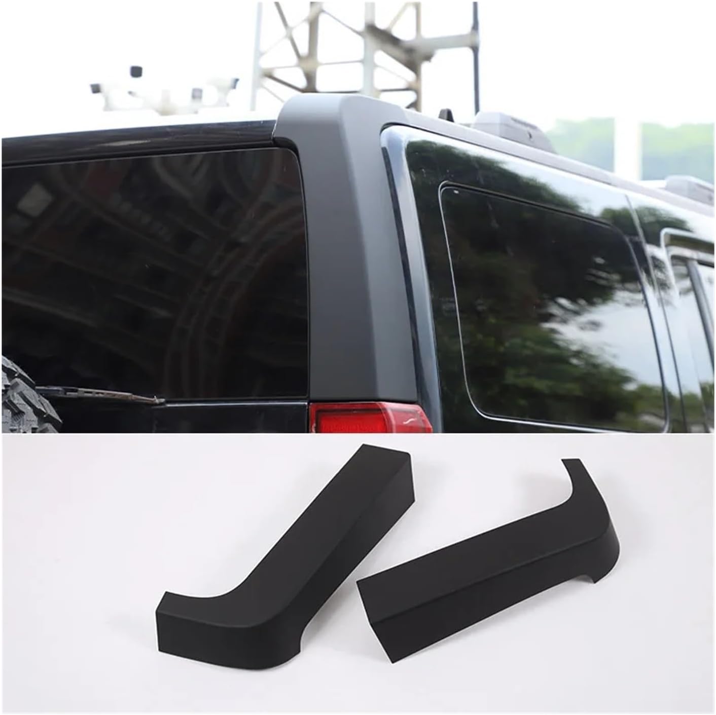 ABS Matte Black Car Rear Bumper Tail Light Cover Trim Tail Lamp Frame Compatible For Hummer H3 2005 2006 2007 2008 2009 Car Accessories(Matte black-B)