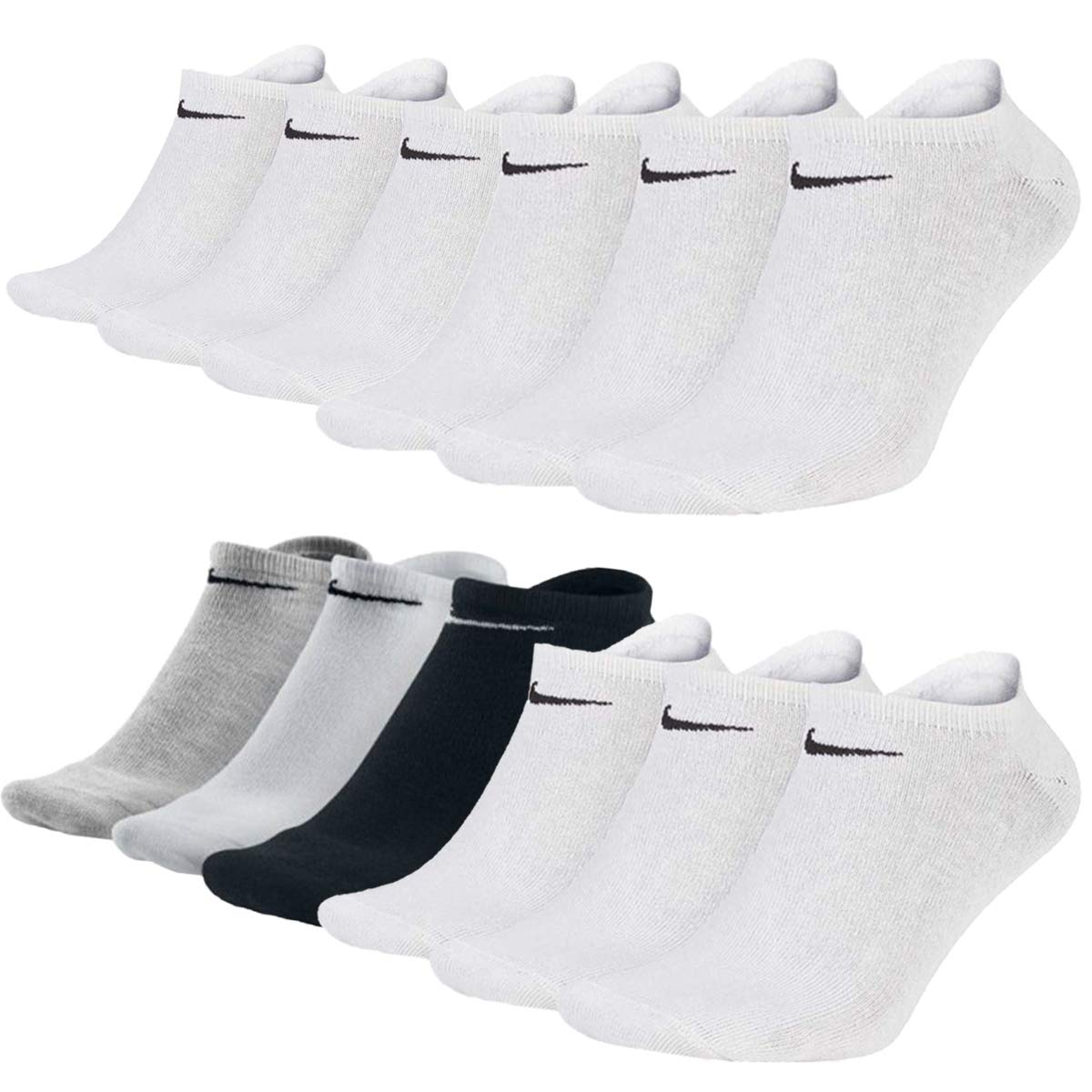 NIKE Everyday SX7678 - Calcetines unisex para zapatillas, 12 pares, color blanco, gris y negro