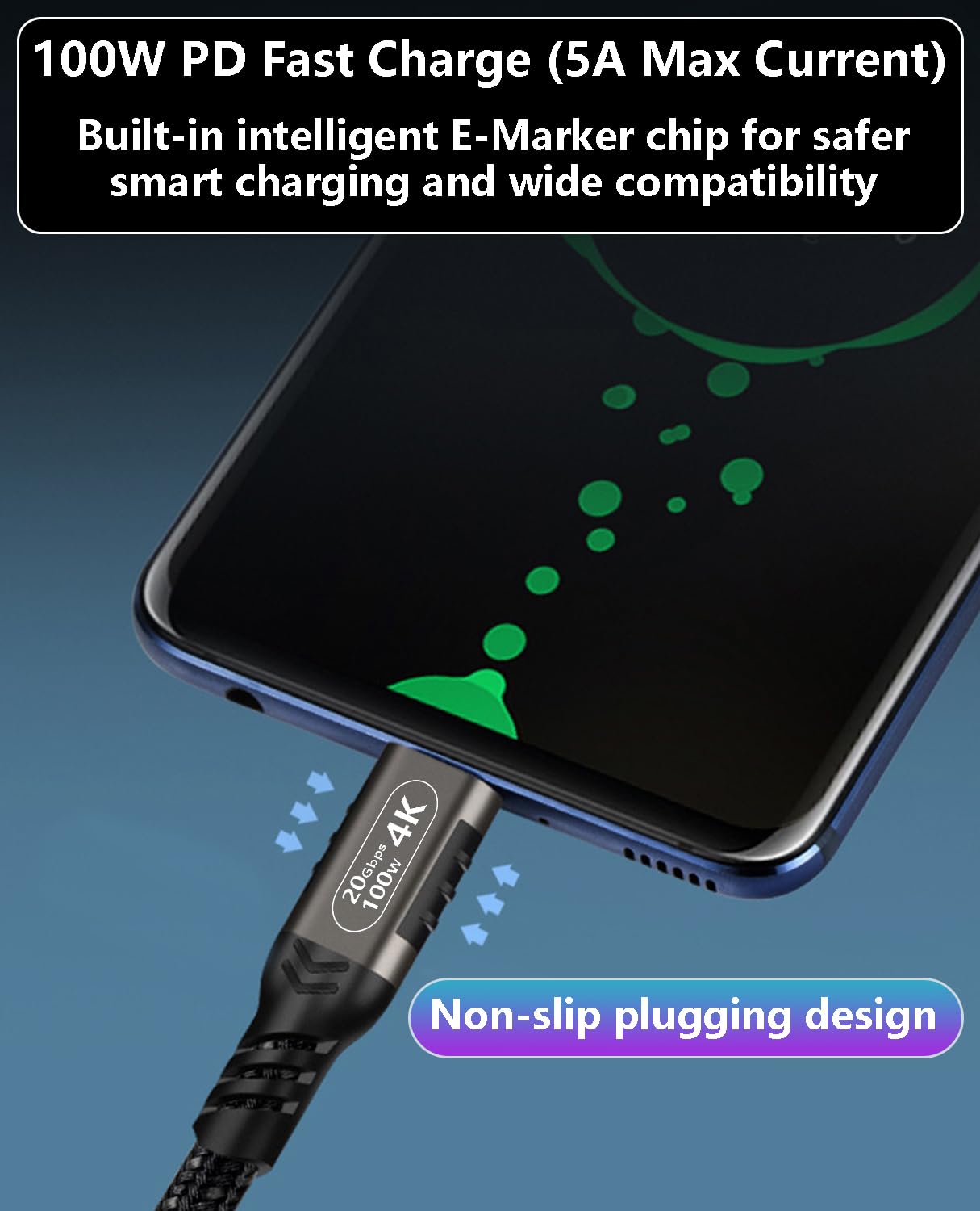 Cavo da USB A a USB C, 1 confezione da 1 m, trasferimento dati veloce, cavo di ricarica veloce per iPhone 15, 16 Pro Max, smartphone, tablet, laptop e altri dispositivi di interfaccia di tipo