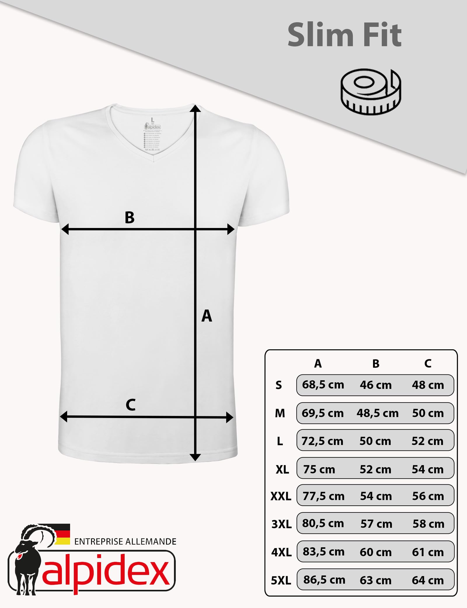 ALPIDEX Lot de 4 T-Shirts pour Hommes Débardeur à Manches Courtes Encolure en V Business Maillot de Corps