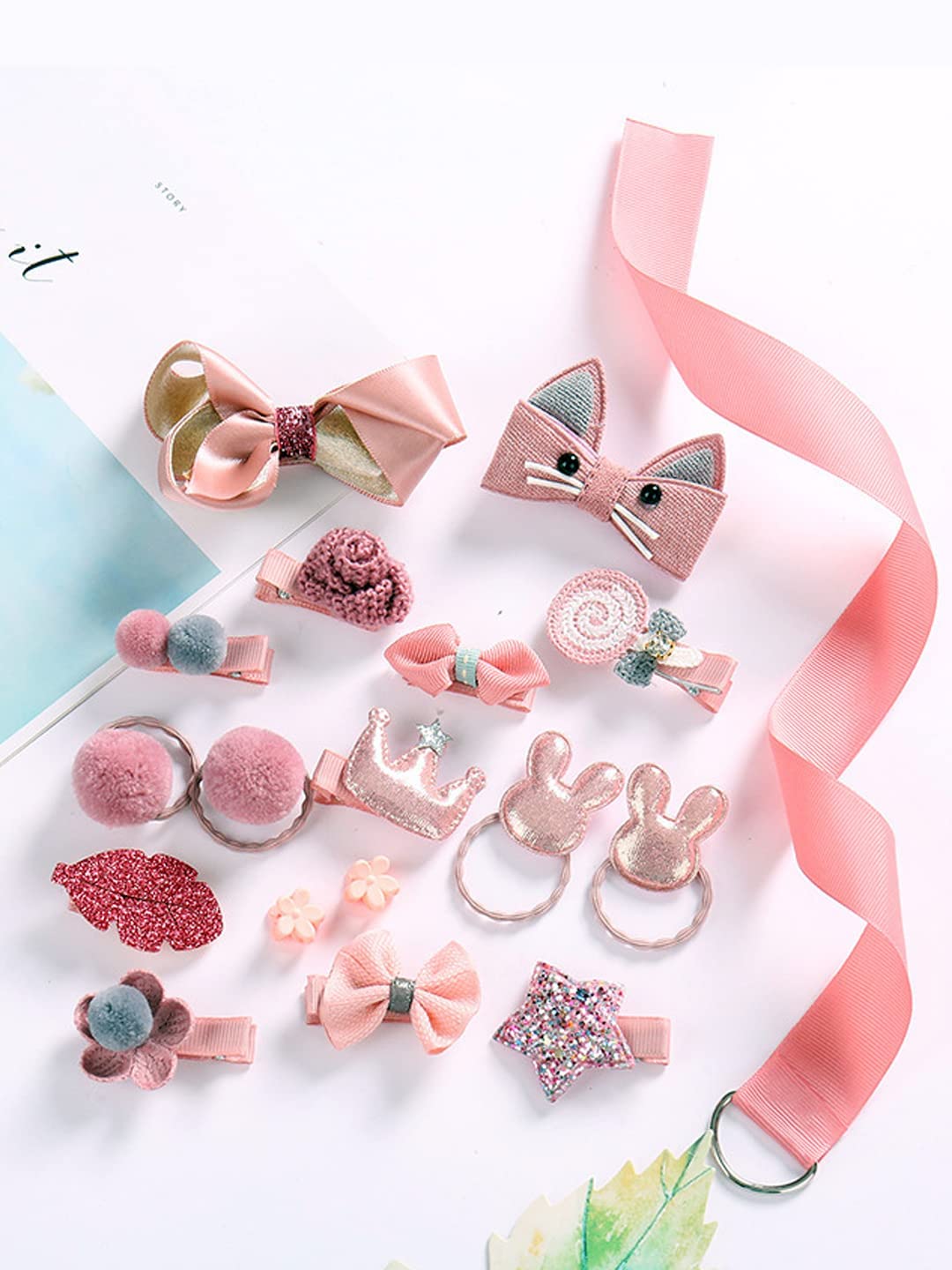 18pc Hair Accessories Combo Set, Clips & Ponytail Holders