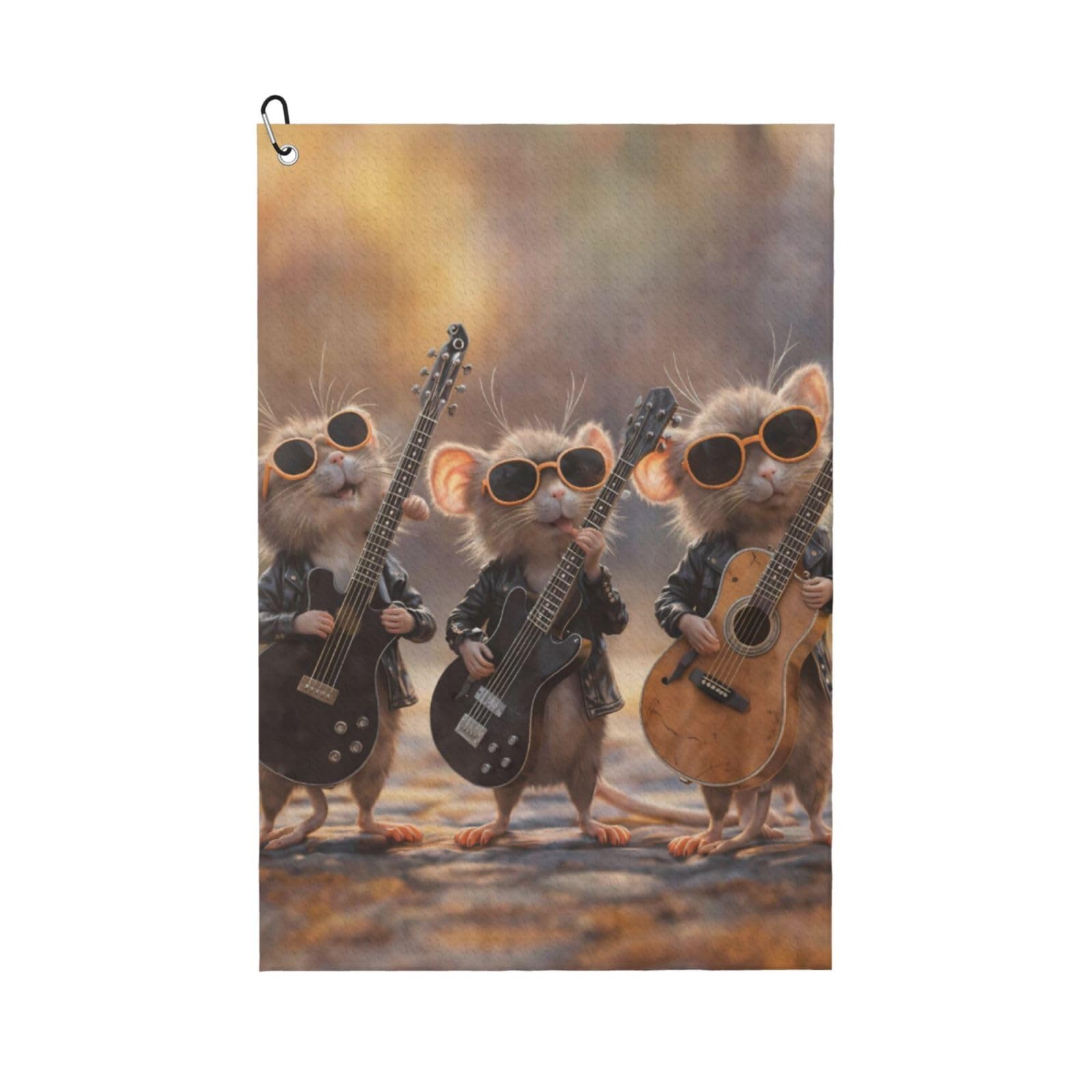 Oudrspo Funny Rat Playing Guitar Multi-Functional Golf Towel | Absorbent Quick Drying 16x24in