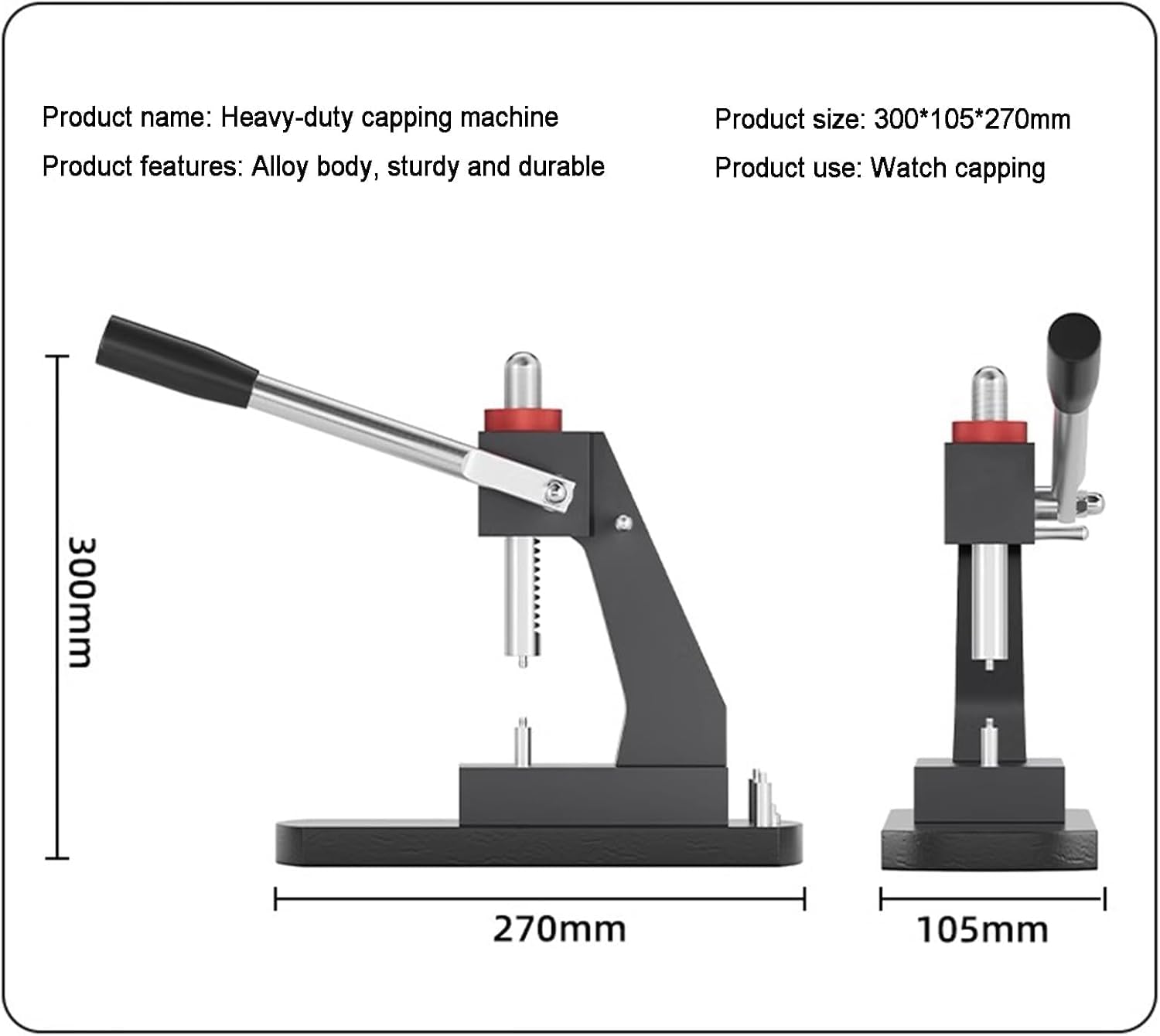 Herramienta para Prensar Relojes, Herramienta para Cerrar/Estampar La Tapa Trasera del Reloj, con 29 Moldes Y Mango Ergonómico, para Bricolaje Y Talleres.