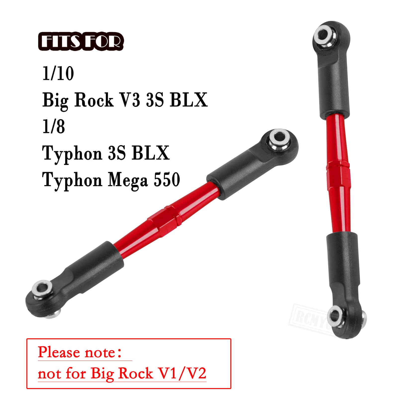 RCMYou Aluminum Turnbuckles Camber Links Upgrades Part for 1/10 Big Rock V3 3S BLX / 1/8 Typhon 3S BLX/Mega 550, (not for Big Rock V1/V2) Alloy Turnbuckles Camber Links Hops Up,Red