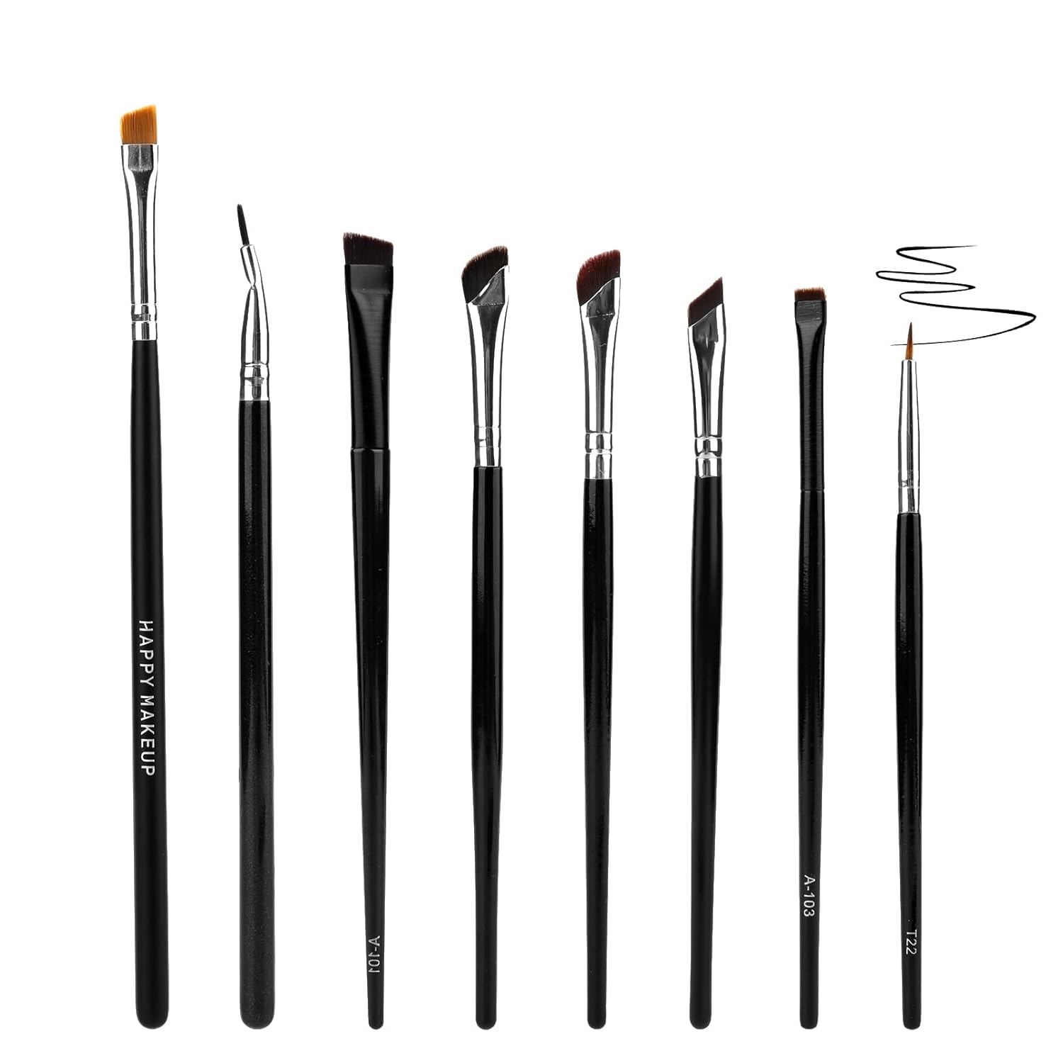 8pcs Eyeliner Makeup Brush, Angled Eyeliner Concealer Flat