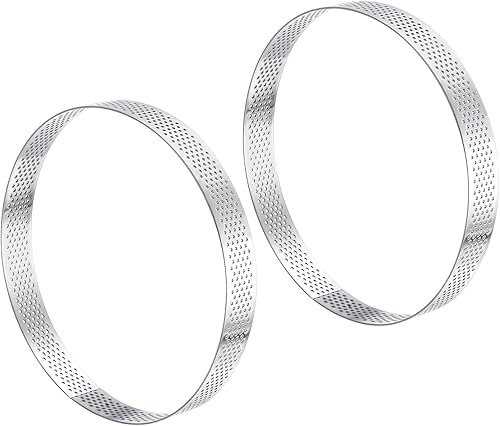uxcell 2 anillos de acero inoxidable para hornear, anillo perforado de mousse para hornear, resistente al calor, 5.9 pulgadas de diámetro, 0.8