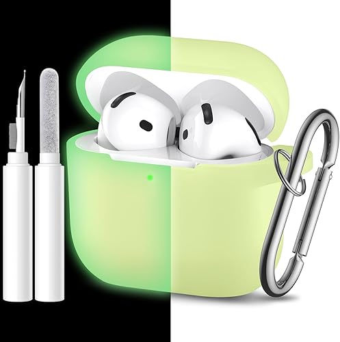 Vista 14 de Funda protectora completa de silicona suave para AirPods 4 con llavero y kit de limpieza, compatible con Apple Airpods 4 para mujeres y hombres