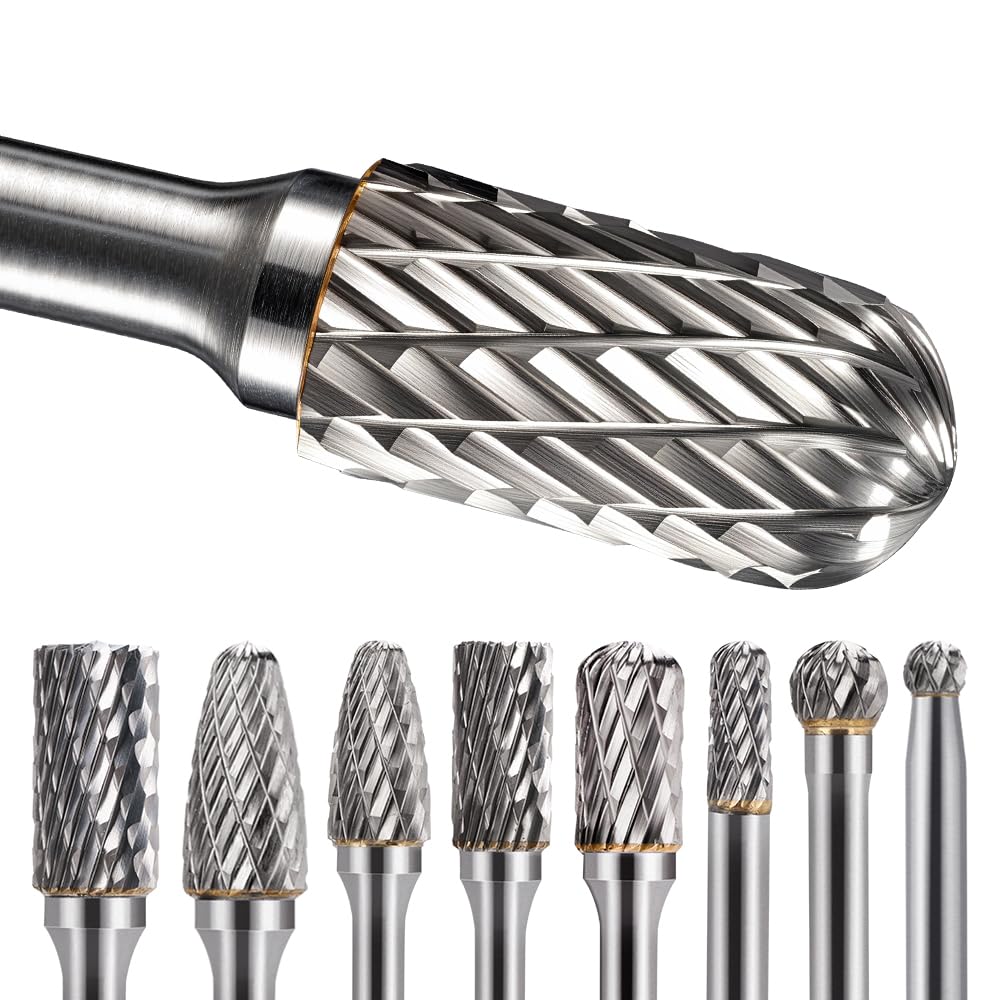 Juego de fresas de metal duro con vástago de 6 mm, 8 piezas de fresado, fresa rotativa para grabado de madera, lijado y pulido de metal