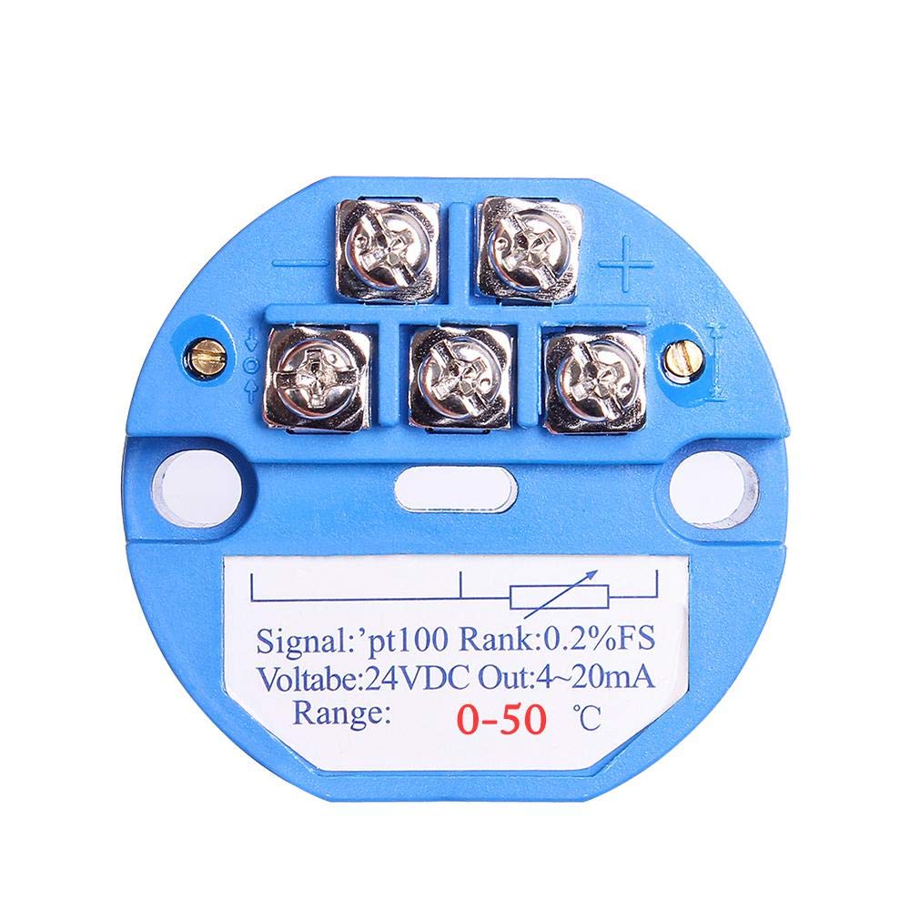 Temperature Sensor Transmitter, 0-50℃ 24V DC 4-20MA RTD PT100 Temperature Sensor SBW for Integrated Thermal Resistance Thermocouple PLC Module