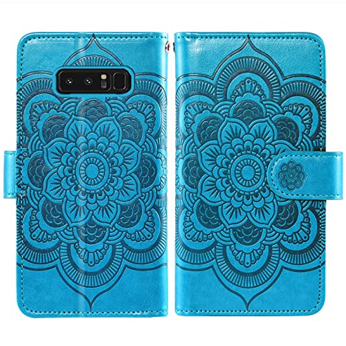 Étui Note 8 anti-rayure bleu pour protéger écran et ranger cartes