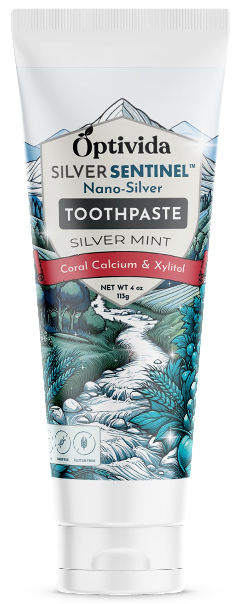 (Fluoride Free) Colloidal Silver (20ppm) Infused Xylitol Toothpaste for Adults & Kids. Anti-Cavity*, Anti-Plaque* Coral Toothpaste with Spearmint Oil for Gum Health & Teeth whitening - 4oz