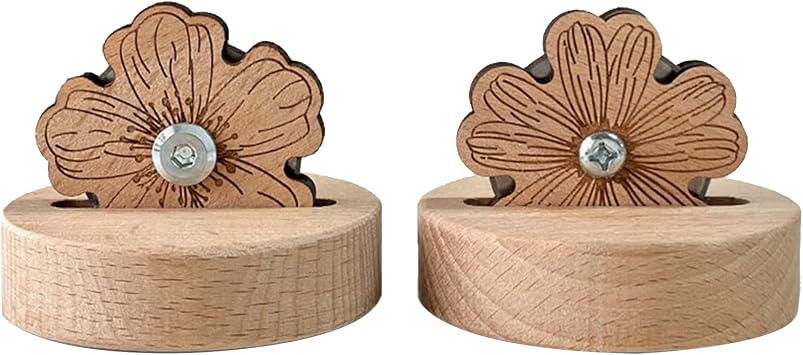 2Pcs Thread Cutter Blade Tools for Sewing with Unique Flower Shape Wooden Solid Sewing Cutter