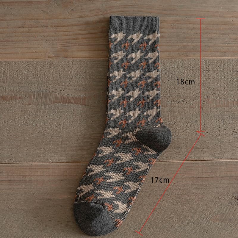 Women’s Fair Isle Crew Socks, 5 Pairs – Thick Cozy Cotton-Blend, Soft & Warm Gift Socks for Women print patterned floral 6-83