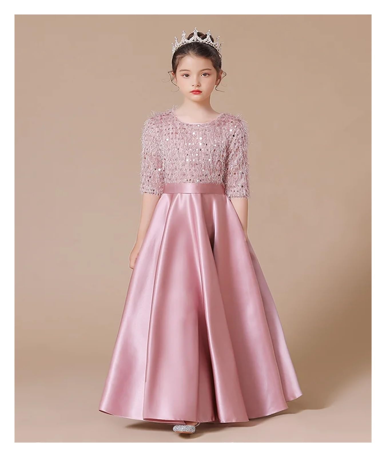 Vestido de Navidad for niñas de Flores, Vestido for cumpleaños, Fiesta Formal, Concierto, Banquete, Vestido de Princesa, Vestido de Fiesta for cumpleaños Infantil.(Ivory,6)