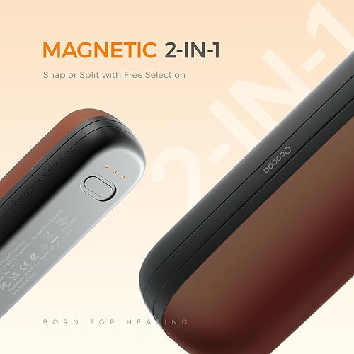 Miniatura 3 de OCOOPA Calentadores de manos magnéticos recargables 2 en 1, mini calentadores de manos eléctricos UT2s, paquete de 2 unidades, USB C dividido,