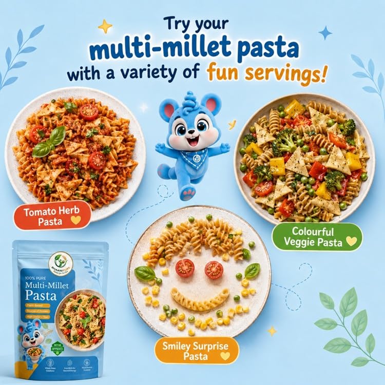Image of High Protein Multi-Millet Fusilli Pasta | Gluten Free | No Maida | Quick Cooking | Non-Sticky | 250Gms