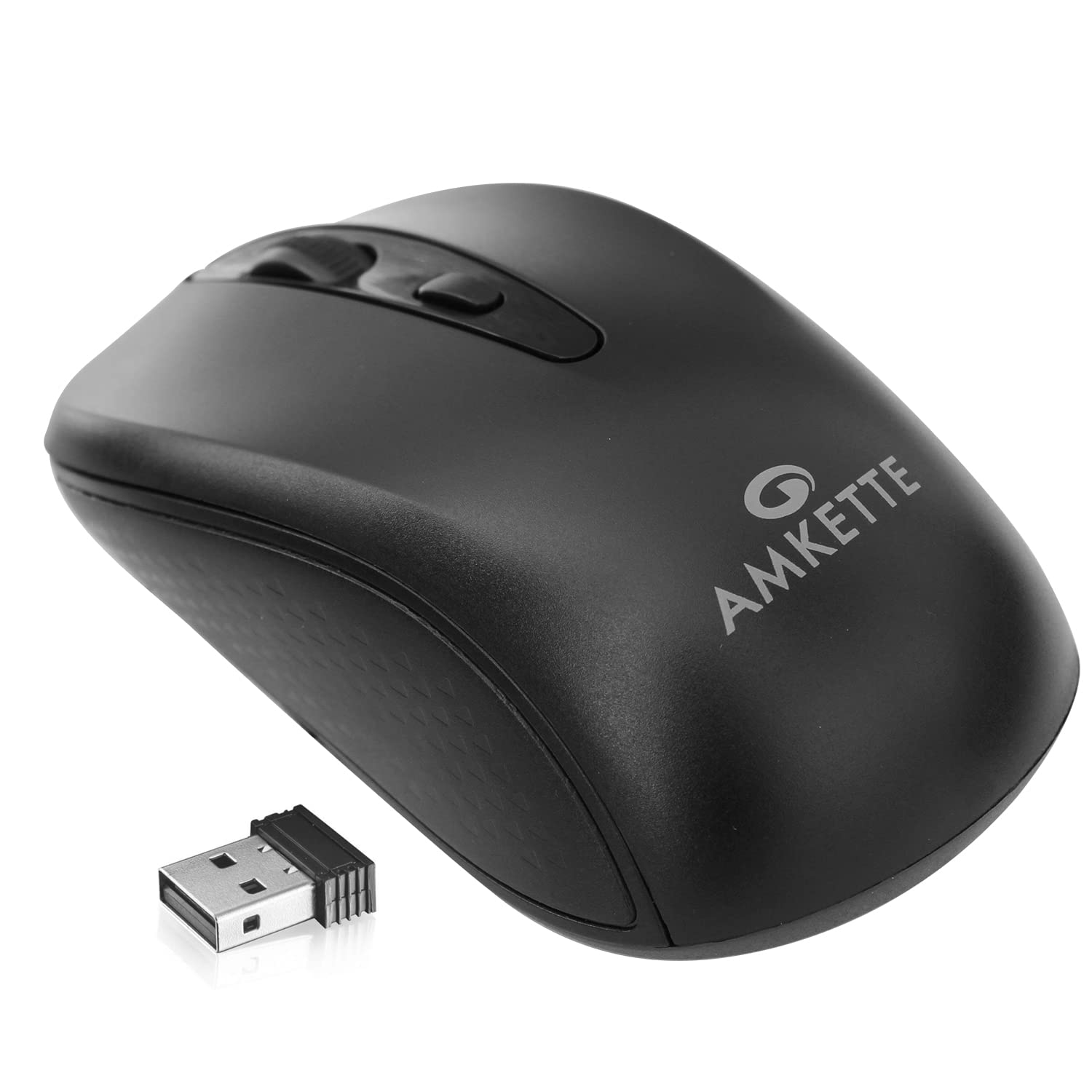 Amkette Hush Pro Hexa Wireless Mouse with Adjustable DPI, Noiseless Clicks and USB Receiver (800-1200 -1600 DPI) (Black)