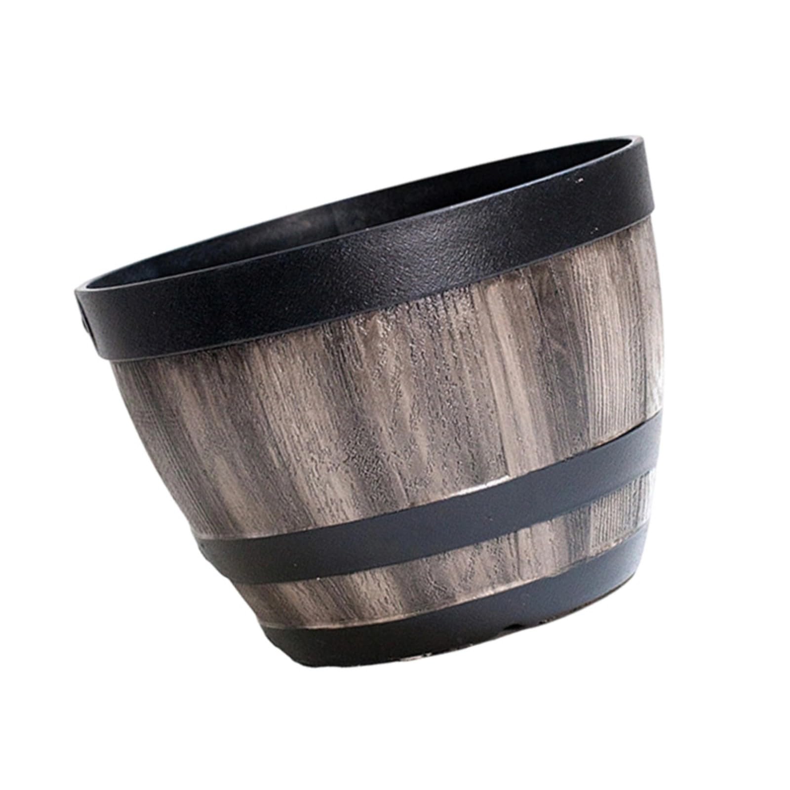 Woedpez Simulation Wood Bucket Resin Flower Container Bucket Shape Planter Home Decoration Outdoor Farmhouse Ornament Waterproof Hydroponic Farmer