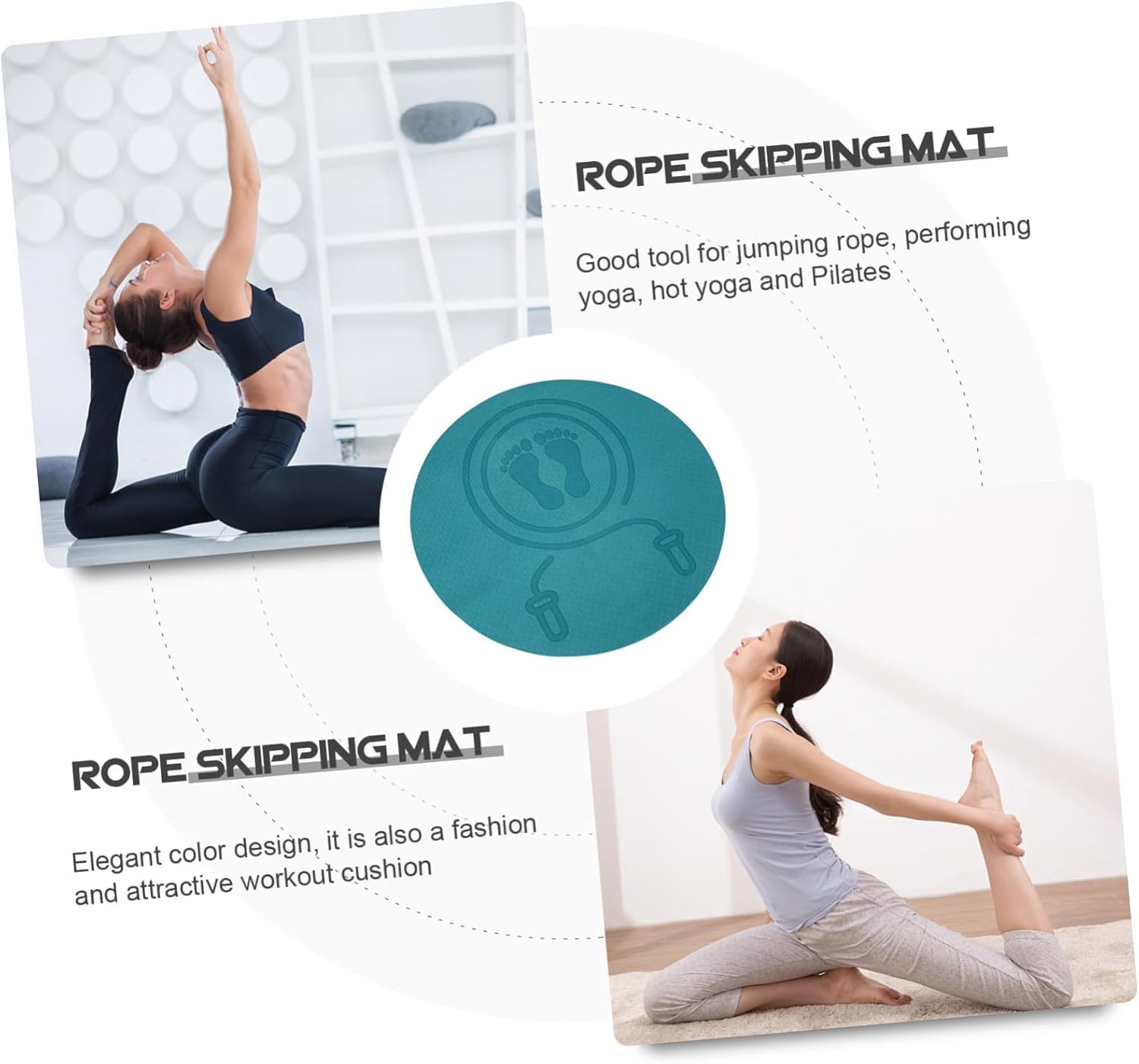 Mikinona Tpe Non-slip Jumping Ground Mat Thick Shock-absorbing Exercise Cushion for Indoor Jump Rope Fitness Home Workout Yoga Floor Pad
