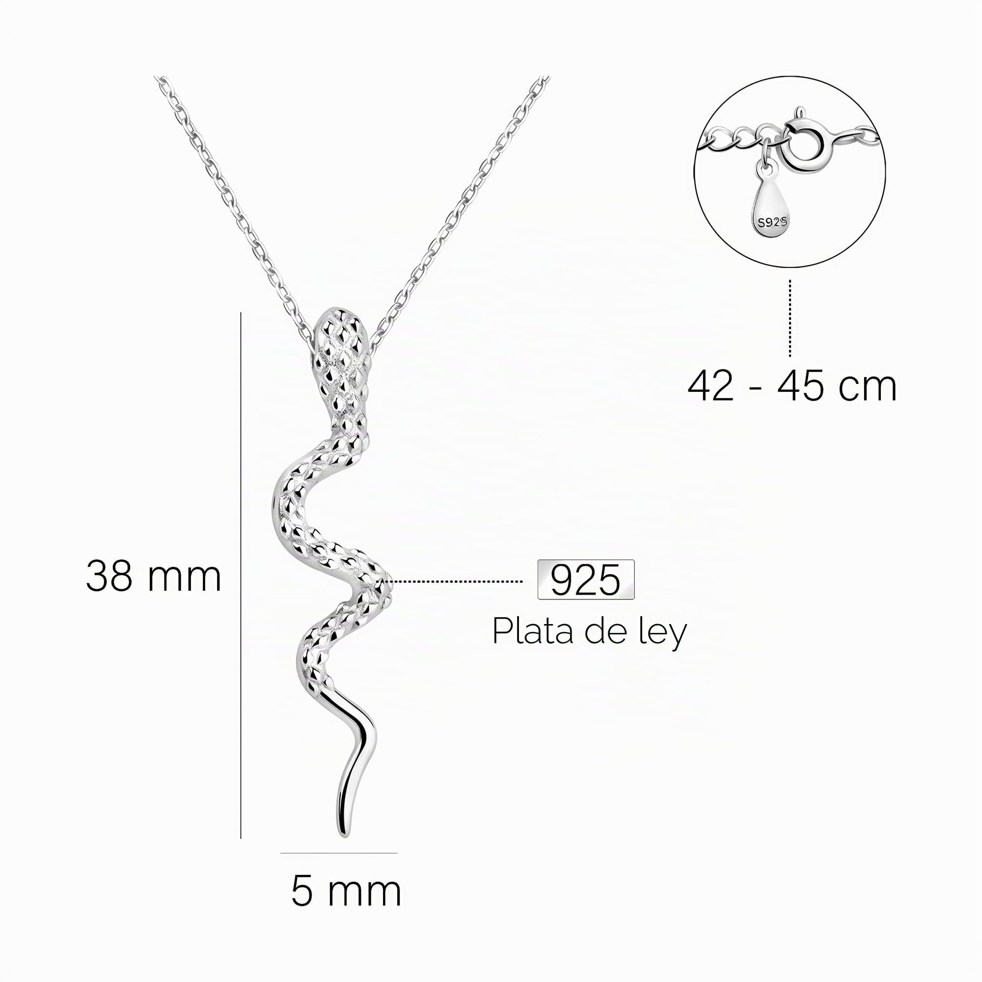 Sofia Milani - Collar para Mujeres en Plata de Ley 925 - Colgante de Serpiente