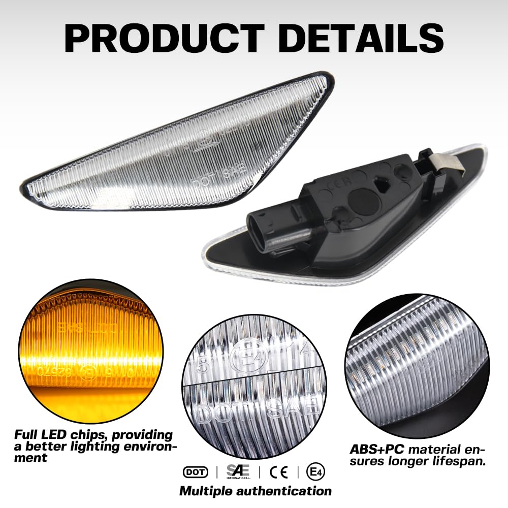 Clear Lens DynamiLED Front Fender Side Marker Light Assembly