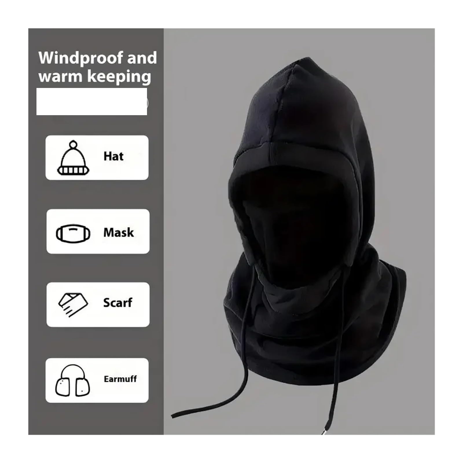 Cagoule coupe-vent tricotée 2 pièces, masque de cyclisme en plein air, Protection du cou, isolation contre le froid, intégrée au chapeau visage pour Cyclisme